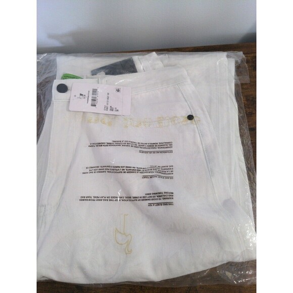 Free People x Sandrine Rose Women Dust White Wide Curve Leg Jeans 30 - Picture 5 of 6